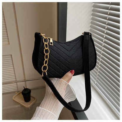 Mini Shoulder Bags for Women Fashion Felt Women's Bag Design Advanced Underarm Handbags Beautiful Purses Crescent SaddleBag 2024