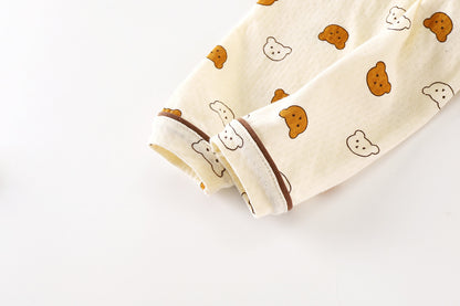 Kids Spring Summer Pajamas Set Cute Cartoon Print Long Sleeve Lapel Soft Sleepwear for Boys Girls Baby Casual Loose Loungewear