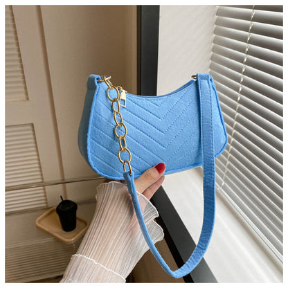 Mini Shoulder Bags for Women Fashion Felt Women's Bag Design Advanced Underarm Handbags Beautiful Purses Crescent SaddleBag 2024