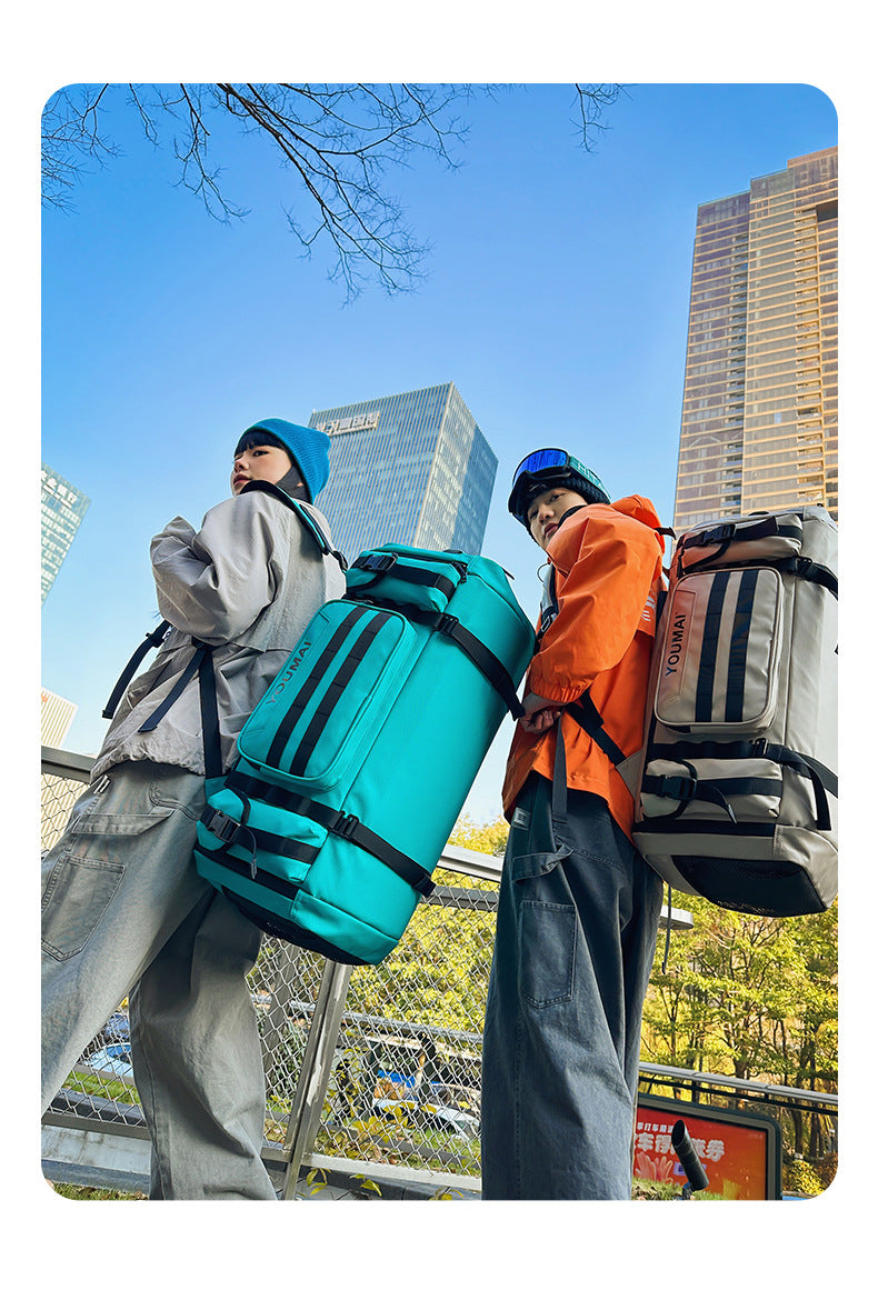 KLQDZMS Men's Backpack Outdoor Sports Ski Shoulder Bag Oxford Cloth Large Capacity Wearable Travel Bag Women's Luggage Bag