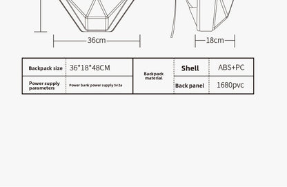 KLQDZMS Men's Backpack PC Laptop Shoulder Bag LED Light-emitting Cycling Schoolbag Expandable Waterproof Motorcycle Helmet Bag