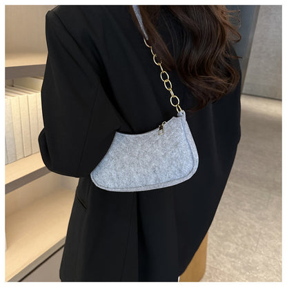Mini Shoulder Bags for Women Fashion Felt Women's Bag Design Advanced Underarm Handbags Beautiful Purses Crescent SaddleBag 2024