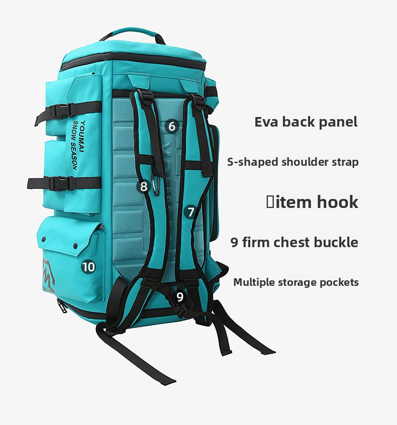 KLQDZMS Men's Backpack Outdoor Sports Ski Shoulder Bag Oxford Cloth Large Capacity Wearable Travel Bag Women's Luggage Bag
