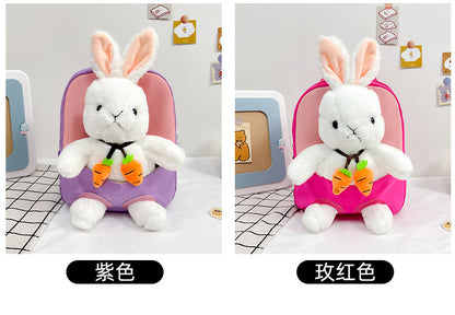 Plush 3D Rabbit Backpack for Boys Girls Kids Children SchoolBag Cute Bow Tie Cartoon School Bags Kindergarten Preschool Baby Bag