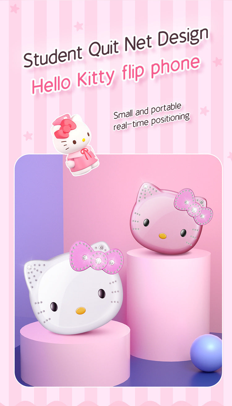 2024 Novo Telefone Dobrável Kawaii Sanrio Hello Kitty Desenho Animado Fofo Infantil Branco Rosa Mini Telefone Presentes de Aniversário Para Crianças Brinquedos Para Meninas