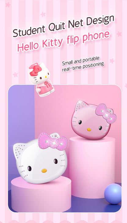2024 Novo Telefone Dobrável Kawaii Sanrio Hello Kitty Desenho Animado Fofo Infantil Branco Rosa Mini Telefone Presentes de Aniversário Para Crianças Brinquedos Para Meninas