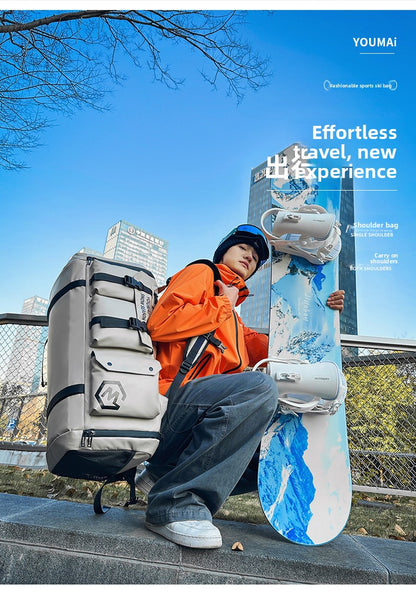 KLQDZMS Men's Backpack Outdoor Sports Ski Shoulder Bag Oxford Cloth Large Capacity Wearable Travel Bag Women's Luggage Bag