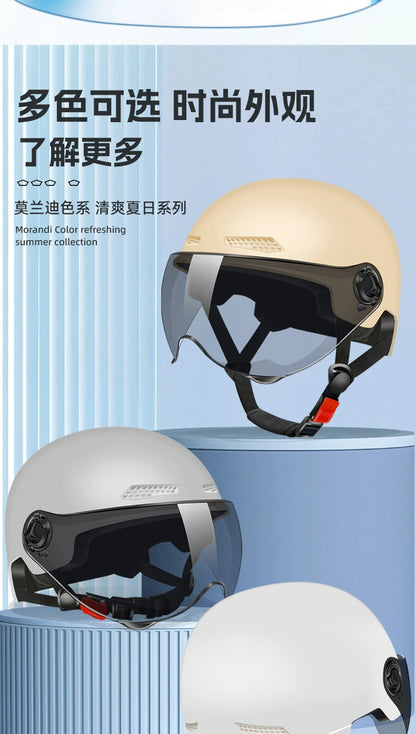 Capacete de Segurança para Bicicleta Certificado 3C Masculino e Feminino Adulto Infantil Desenho Animado Bicicleta Elétrica Moto Meio Capacete com Óculos