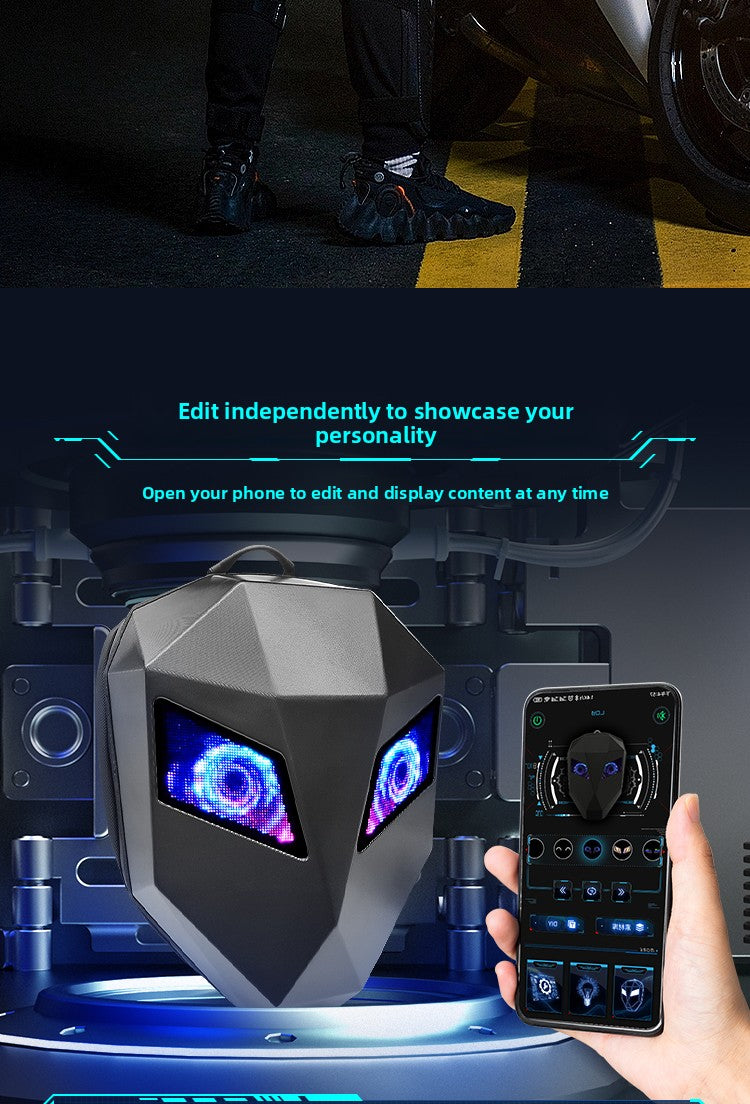 KLQDZMS Men's Backpack Laptop Waterproof Shoulder Bag Night Riding Motorcycle Helmet Schoolbag LED Light Emitting Backpacks