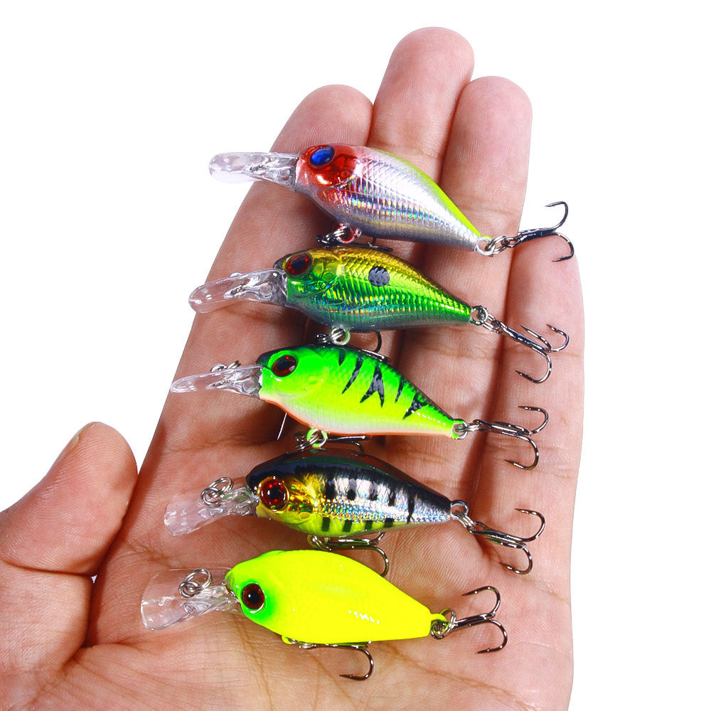 5 iscas artificiais de pesca tipo Crankbait para Robalo e Peixe-Rocha, 4.4g 5cm, superfície, Crank Wobblers para pesca de Lúcio