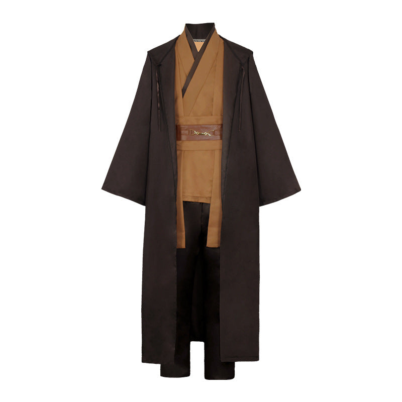 Obi Wan Kenobi Men Robe Jedi Knight Tunic Costume Hooded Uniform Full Set for Halloween Carnival Role Playing Costume