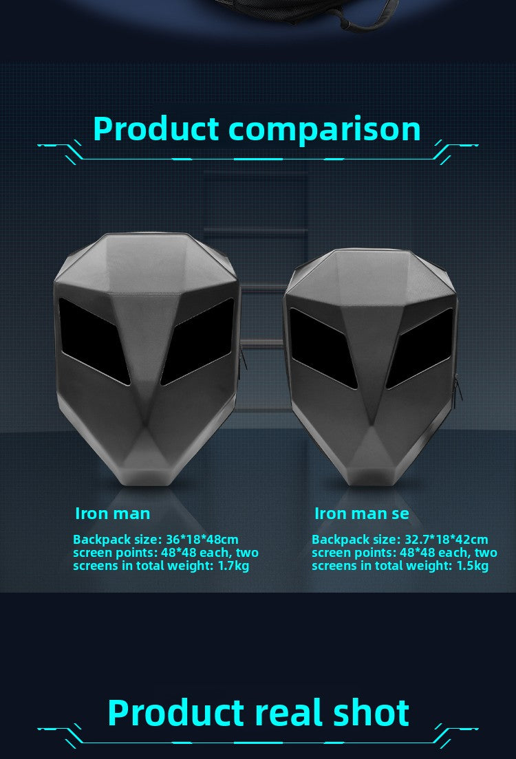 KLQDZMS Motorcycle Backpack LED Light-emitting Waterproof Motorcycle Helmet Shoulder Bag Men's ABS + PC Laptop Riding Schoolbag