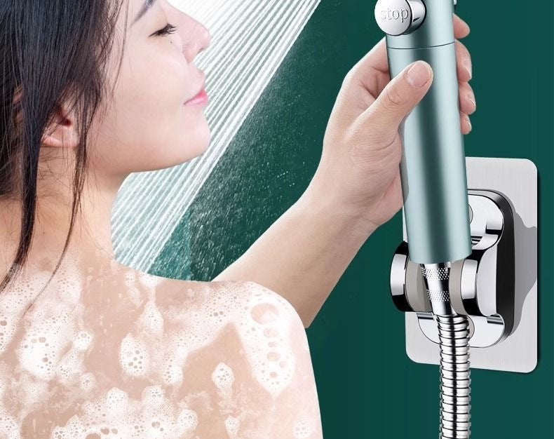 Chuveiro Booster 5 Modos com Escova Massageadora de Alta Pressão para Economia de Água Portátil Filtro de Banheiro com Mangueira e Suporte
