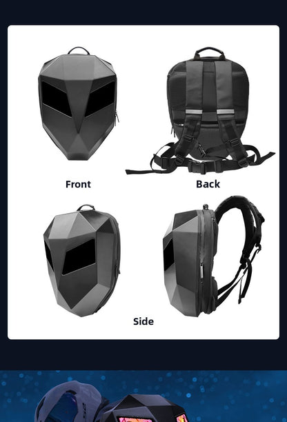 KLQDZMS Men's Backpack Laptop Waterproof Shoulder Bag Night Riding Motorcycle Helmet Schoolbag LED Light Emitting Backpacks