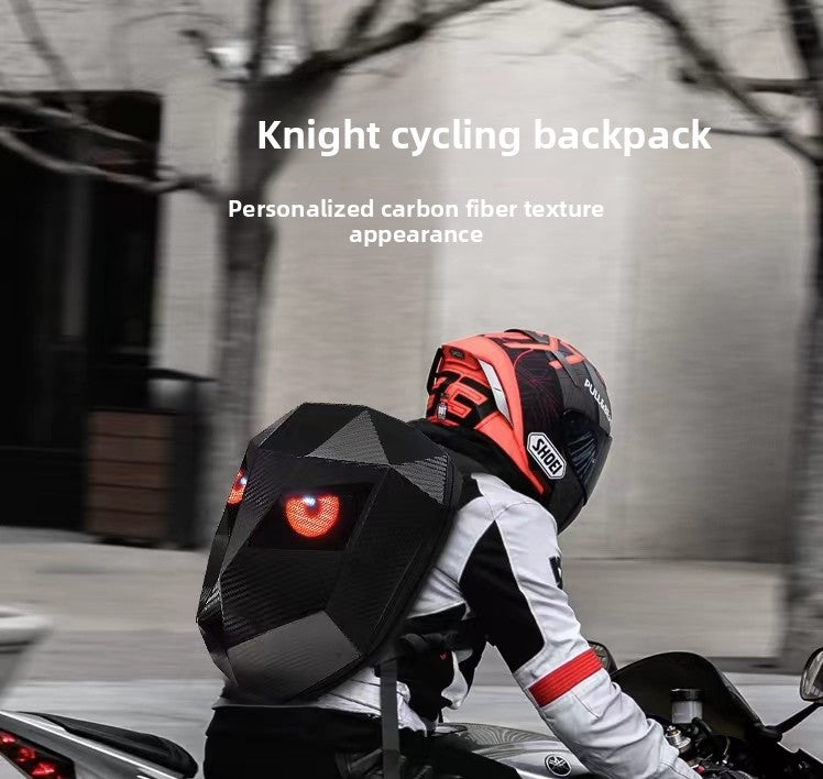 KLQDZMS Men's Backpack PC Laptop Shoulder Bag LED Light-emitting Cycling Schoolbag Expandable Waterproof Motorcycle Helmet Bag