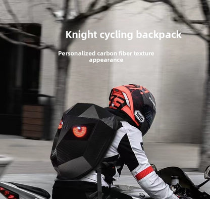 KLQDZMS Men's Backpack PC Laptop Shoulder Bag LED Light-emitting Cycling Schoolbag Expandable Waterproof Motorcycle Helmet Bag