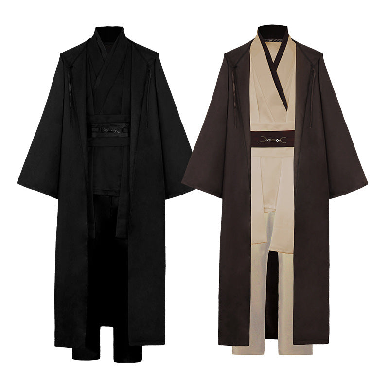 Obi Wan Kenobi Men Robe Jedi Knight Tunic Costume Hooded Uniform Full Set for Halloween Carnival Role Playing Costume