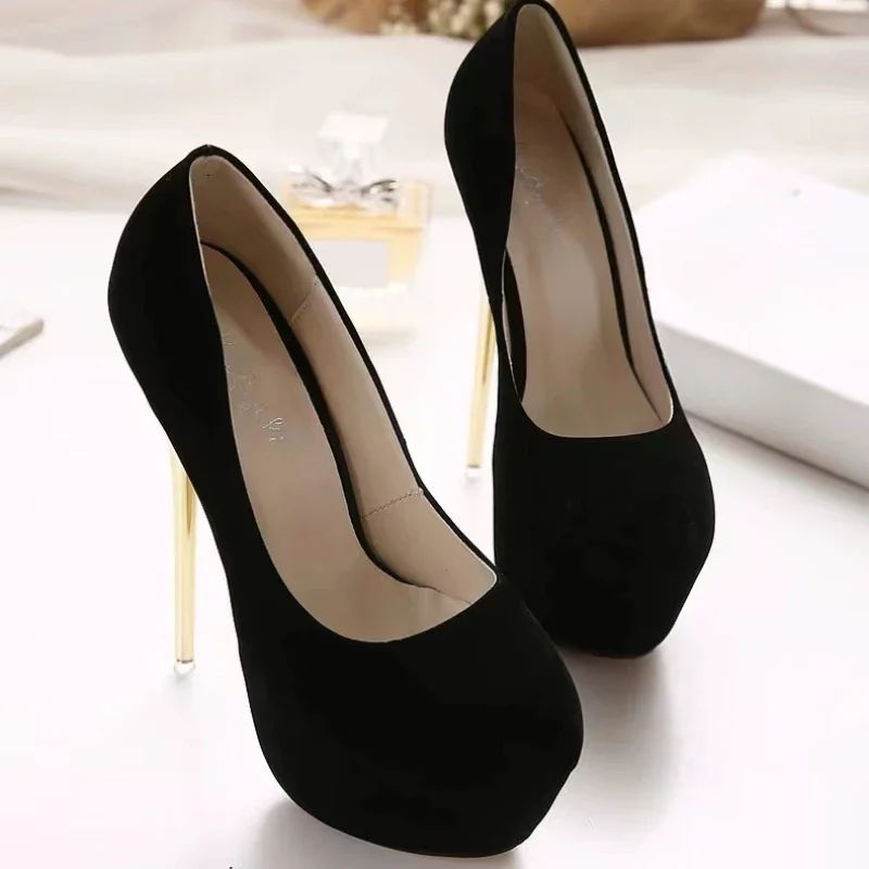 Fashionable Round Toe Shallow Mouth New Super High Heels Summer Sexy Elegant Banquet Wedding Stiletto Women's Shoes NO:601