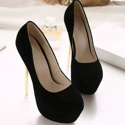 Fashionable Round Toe Shallow Mouth New Super High Heels Summer Sexy Elegant Banquet Wedding Stiletto Women's Shoes NO:601