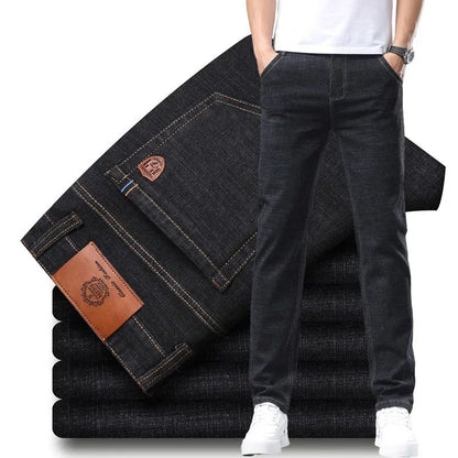 Calça Jeans Masculina de Marca de Luxo Stretch Reta Casual Slim Fit Jeans Masculino Design Clássico de Negócios Calça Tamanho Grande