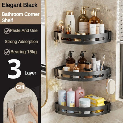 No Drill Wall Corner Bathroom Shelf Corner Shelf Storage Organizer Shower Shelf Shampoo Makeup Bathroom Accessories Towels Rack