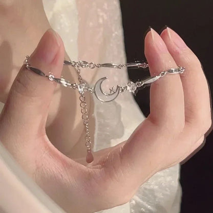 Pulseiras de Cerejeira de Cristal Rosa Brilhante para Mulheres Meninas Doce Lua Laço Flores Zircônia Pulseira Festa Joias Estéticas