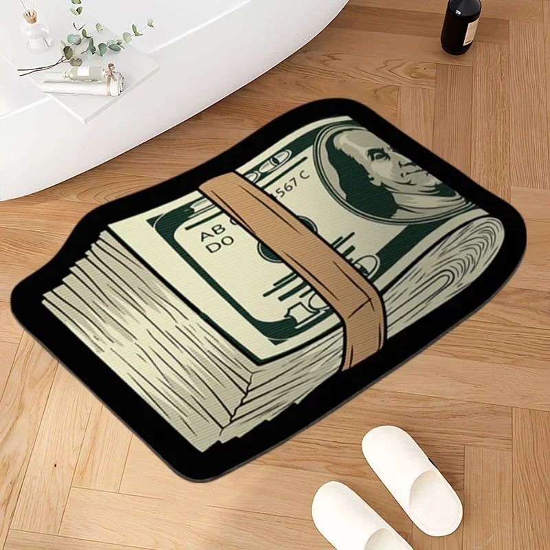 VIKAMA Upgraded Material Personalized Creative Dollar Simulated Money Carpet Living Room Bedroom Kitchen Bathroom Art Rug Mat