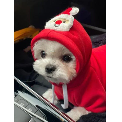 Roupa de Natal para Cães Roupa de Inverno Quente para Cães de Pequeno e Médio Porte Alce Papai Noel Cães Gatos Casaco Moletom Fantasia de Natal para Cães