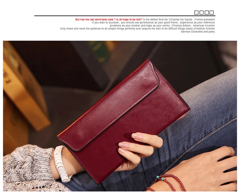 Slim Genuine Leather Women Wallet Female Long Clutch Bag Luxury Design Wallets and Purses Ladies Card Holder Vallet Sac A Main