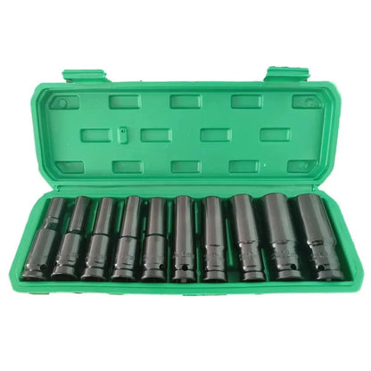 10pcs 1/2 Drive Metric Impact Socket Set Heavy Duty Universal Deep Socket Wrench for Air Pneumatic Repair Tools