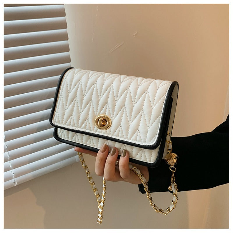 New Fashion Women's Shoulder Bag Simple Chain Texture Small Square Bag Light Luxury Party Crossbody Bag Purses and Handbags