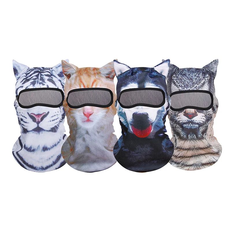 Cute 3D Cat Balaclava Full Face Hood for Men Women, Animal Ski Mask for Snowboard Motocross, Winter Warm Face Cover Gift