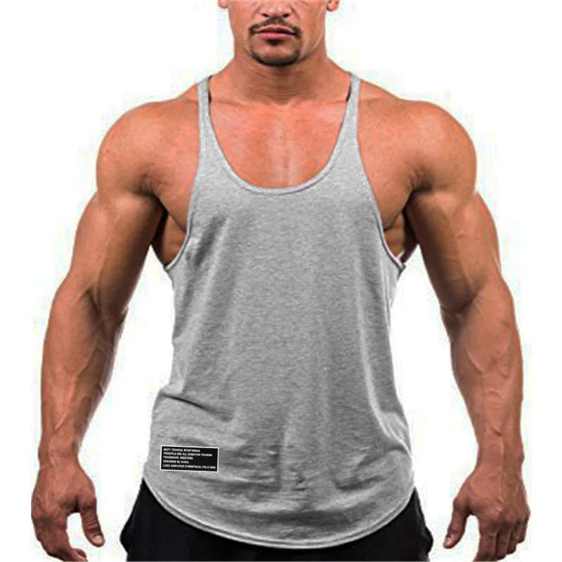 Gym Bodybuilding Fitness Vests Mens Running Sport Cotton Tank Tops Summer Breathable Sleeveless Y Back Suspender Belt Undershirt
