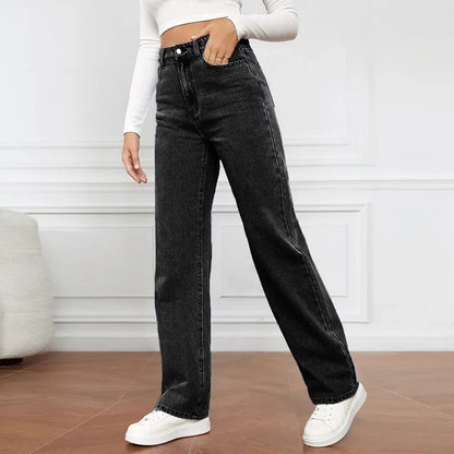 2000s Jeans Women High Waist Wide Leg Straight Y2K Jean Women's Loose Fit Denim Trousers Comfortable Plus Size Casual Pants