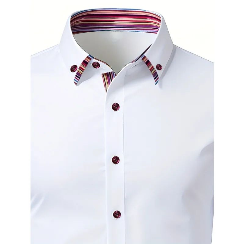 Men Tuxedo Shirt Brand New Men's Fashion Striped Long Sleeve Elastic Shirt Four Season Male Smart Casual Shirts