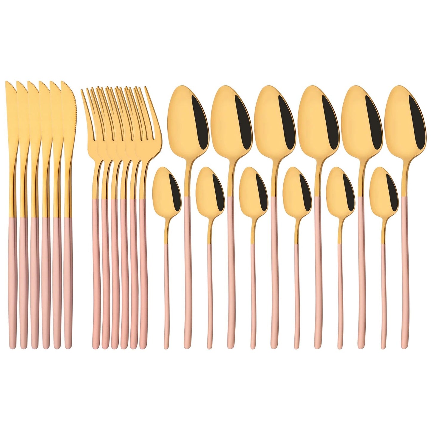 24Pcs Stainless Steel Dinnerware Set Kitchen Fork Spoon Knife Dinner Cutlery Set White Silver Western Flatware Tableware Set