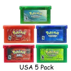 Jogo GBA Série Pokémon Cartucho de Videogame 32 Bits Cartão de Console Pokémon Emerald FireRed LeafGreen Ruby Sapphire Multi-idioma