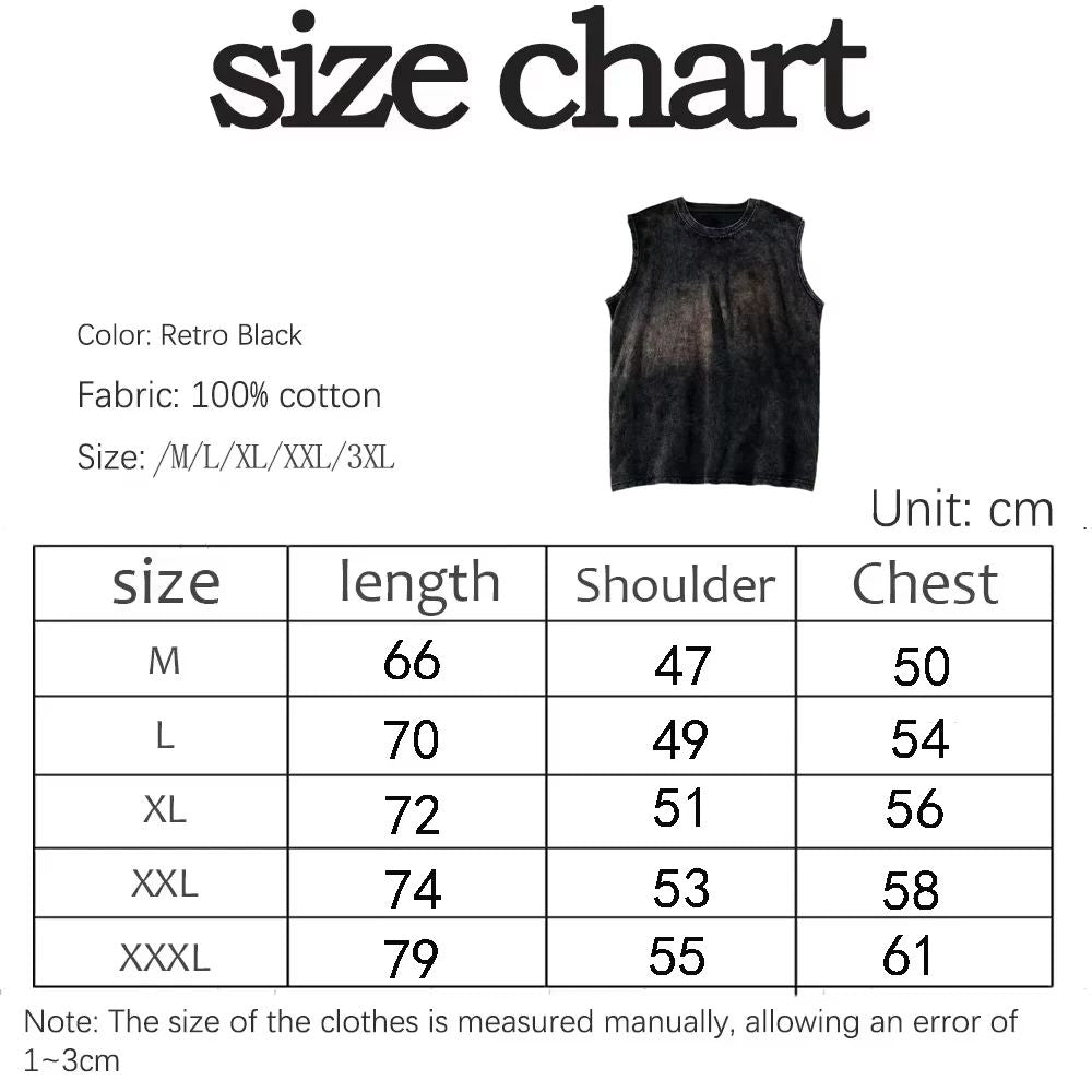 2025 Gothic Washed American Vintage Tank Tops Man Sleeveless Shirt Summer New Trendy Y2k Clothes Casual Gym Vest Oversized