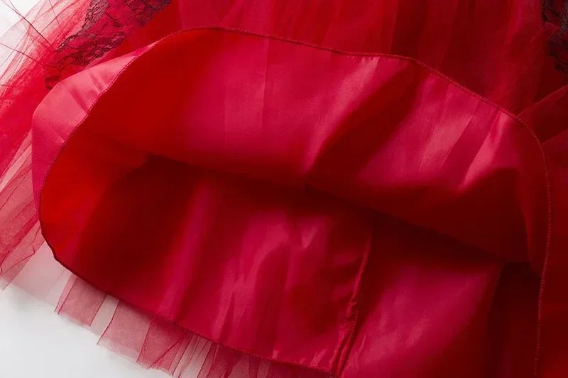 Kids Girls Cosplay Gothic Dark Ghost Bride Witch Vampire Halloween Costume Red Black Tutu Dress Wig Veil Kits Trick or Treat