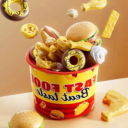 Conjunto de Brinquedos de Cozinha Infantil Simulação de Hambúrguer Pizza Batata Frita Brinquedo de Faz de Conta Comida Cozinha Jogo de Cortar Brinquedo Interativo Montessori Presente
