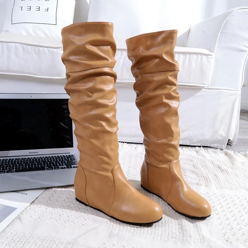Flat Shoes Spring Autumn Women High Boots Long Western Cowboy Boots Women Footwear Large size 35-43 2024 Mid-Calf Boots Women