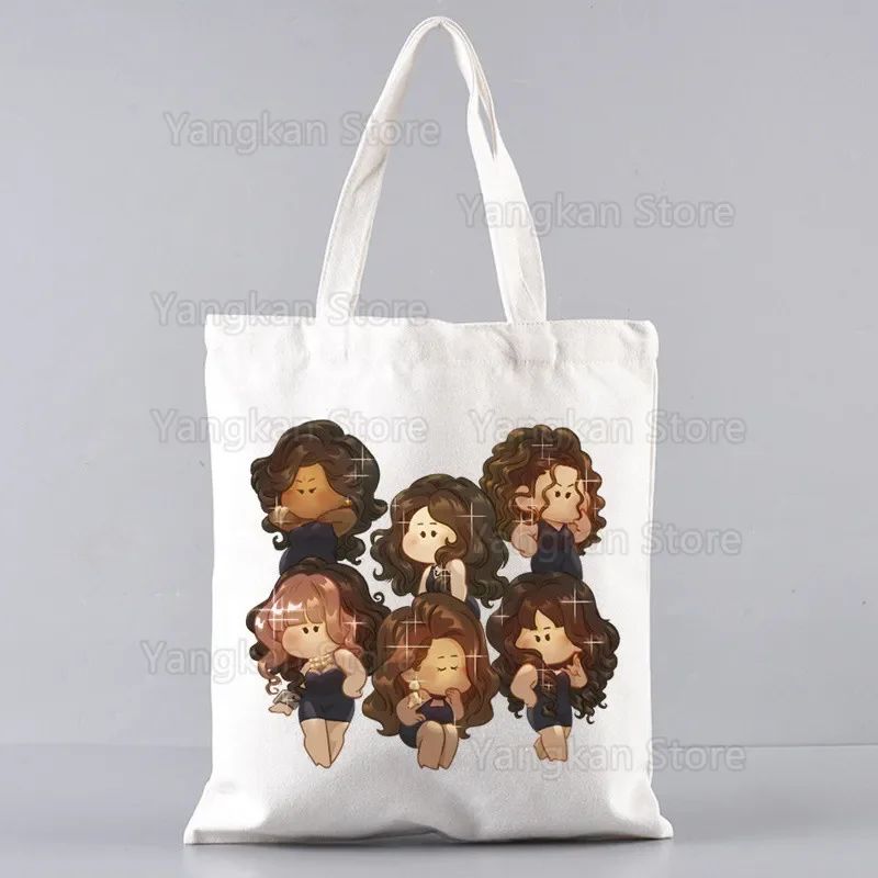 New Hot Top Fashion Bag KATSEYE Korean Shopping Bag Print Original Design White Unisex Fashion Travel Canvas Bags