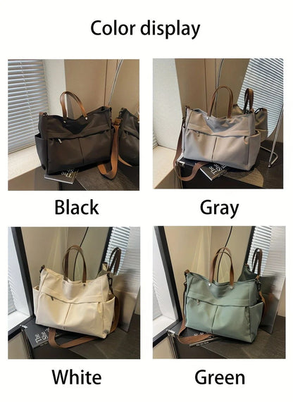 Designer Women's Tote Bag Spacious Nylon Handbag Multiple Pocket Large Capacity Commuting Shoulder Bag Lightweight Shopping