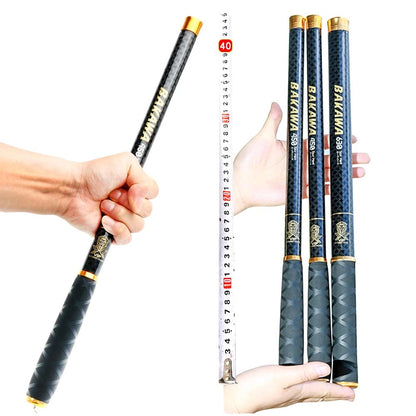 Vara de Pesca BAKAWA Stream Telescópica 3.6M/3.9M/4.5M/5.4M/6.3M/7.2M 100% Fibra de Carbono Pesca de Carpa em Água Doce Pesca de Viagem