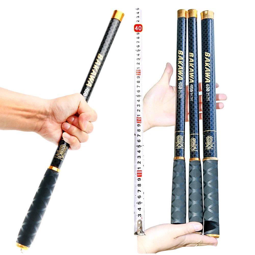 Vara de Pesca BAKAWA Stream Telescópica 3.6M/3.9M/4.5M/5.4M/6.3M/7.2M 100% Fibra de Carbono Pesca de Carpa em Água Doce Pesca de Viagem