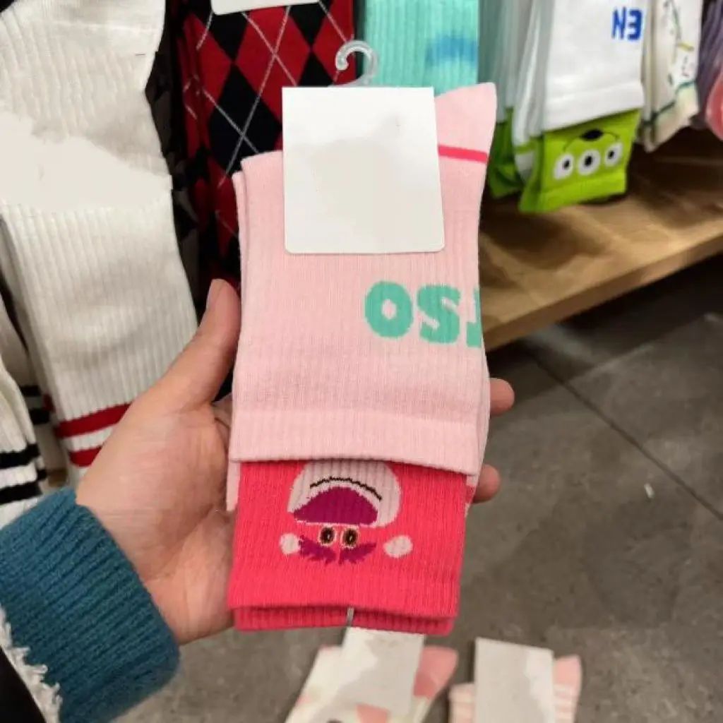 Disney Lotso Socks Women Breathable Cotton Casual Sports Sock Girls Student Autumn Winter Kawaii Mid Tube Skateboard Socks Gift