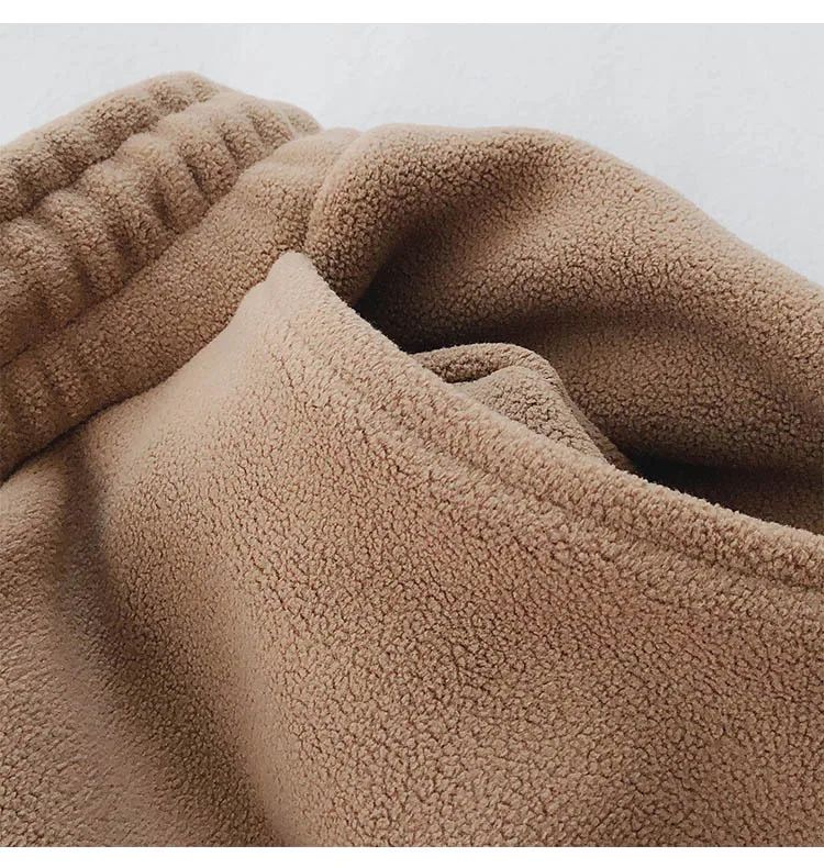 Thick Warm Fleece Lined Wide Leg Casual Sweatpants Women's Autumn Winter plus Size Cuffed Slimming Loose Fit Sport Pants