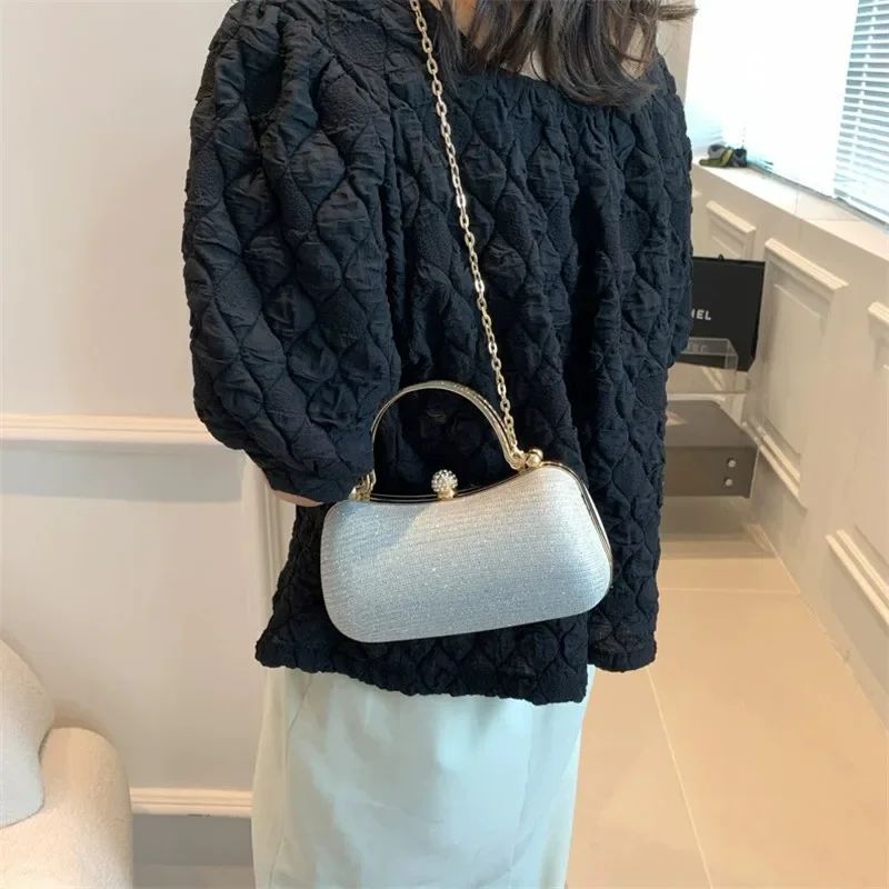 Shiny Mini Evening Bag, Rhinestone Chain Purse, Luxury Glitter Banquet Handbag, Perfect For Party, Wedding, Prom, Dinner/Banquet