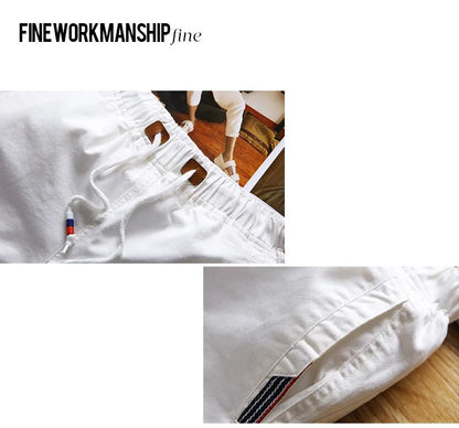 White Shorts Men Cotton Casual Shorts Bermudas Summer Slim Fit Drawstring Shorts Daily Wear Soft Touch and Comfortable Pants