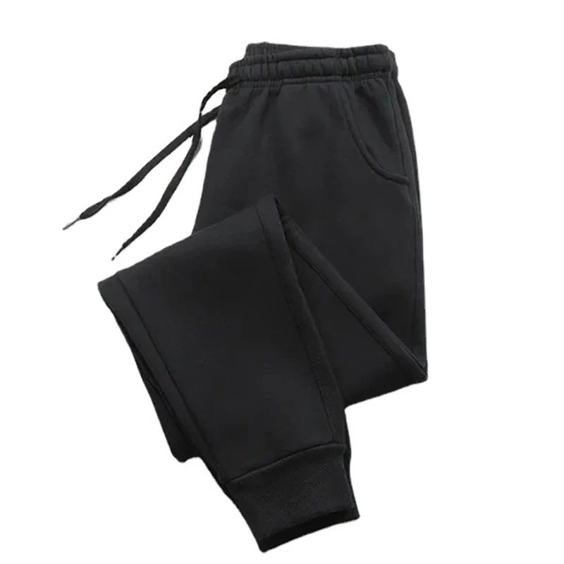 Men's casual pants, autumn and winter wool sports pants, men's running and jogging pants, fashionable solid color pants